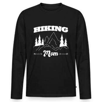 Lustiges Mama Outdoor Outfit für Wanderer - Männer Premium Bio Langarmshirt - Schwarz - Vorne - Nico (187cm)