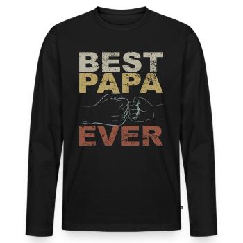 Tenue Retro Papa pour la fête des pères - T-shirt manches longues Premium bio Homme - noir - Devant - Nico (187cm)