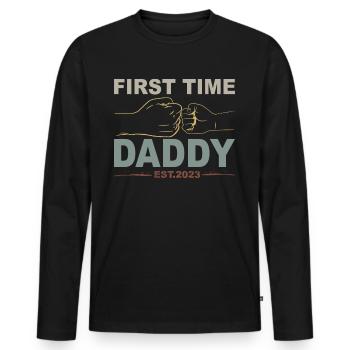 Tenue Retro Papa pour la fête des pères - T-shirt manches longues Premium bio Homme - noir - Devant - Nico (187cm)