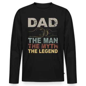 Tenue de papa rétro pour la fête des pères - T-shirt manches longues Premium bio Homme - noir - Devant - Nico (187cm)