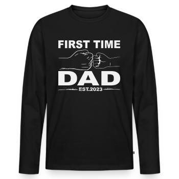 Tenue de papa rétro pour la fête des pères - T-shirt manches longues Premium bio Homme - noir - Devant - Nico (187cm)