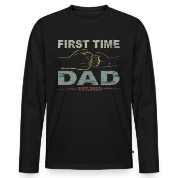Tenue Retro Papa pour la fête des pères - T-shirt manches longues Premium bio Homme - noir - Devant - Nico (187cm)