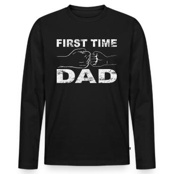 Tenue de papa rétro pour la fête des pères - T-shirt manches longues Premium bio Homme - noir - Devant - Nico (187cm)