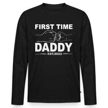 Tenue Retro Papa pour la fête des pères - T-shirt manches longues Premium bio Homme - noir - Devant - Nico (187cm)