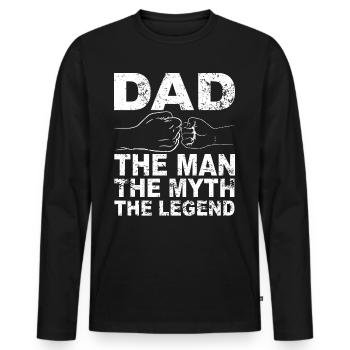 Tenue Retro Papa pour la fête des pères - T-shirt manches longues Premium bio Homme - noir - Devant - Nico (187cm)