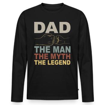 Tenue Retro Papa pour la fête des pères - T-shirt manches longues Premium bio Homme - noir - Devant - Nico (187cm)