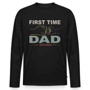 Tenue Retro Papa pour la fête des pères - T-shirt manches longues Premium bio Homme - noir - Devant - Nico (187cm)