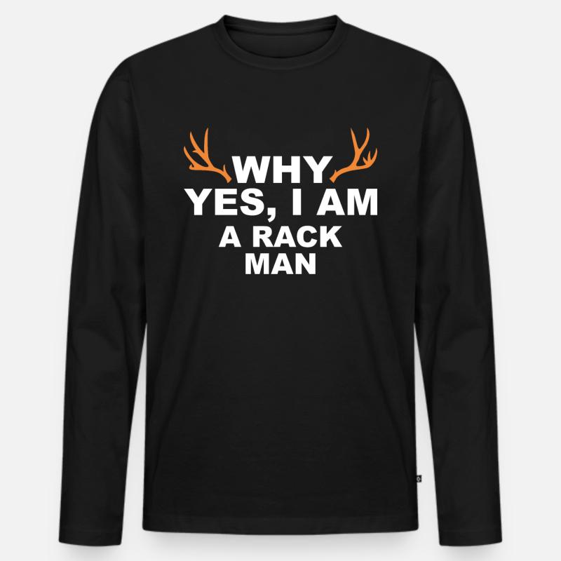 Jäger Jagt.Hirsch Geschenkidee - Männer Premium Bio Langarmshirt - Schwarz