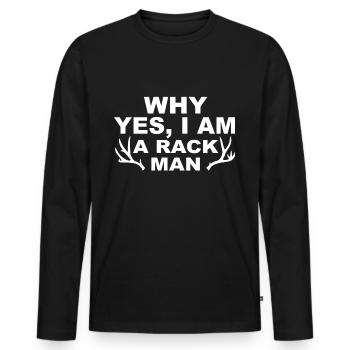 Jäger Jagt.Hirsch Geschenkidee - Männer Premium Bio Langarmshirt - Schwarz - Vorne - Nico (187cm)