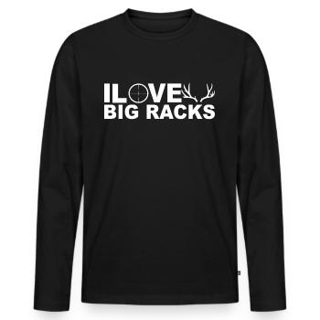 Hunter Jagt.Hirsch Idée cadeau - T-shirt manches longues Premium bio Homme - noir - Devant - Nico (187cm)