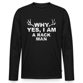 Jäger Jagt.Hirsch Geschenkidee - Männer Premium Bio Langarmshirt - Schwarz - Vorne - Nico (187cm)