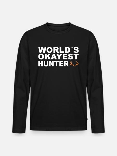 Jäger Jagt.Hirsch Geschenkidee - Männer Premium Bio Langarmshirt - Schwarz