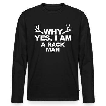 Jäger Jagt.Hirsch Geschenkidee - Männer Premium Bio Langarmshirt - Schwarz - Vorne - Nico (187cm)
