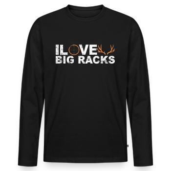 Hunter Jagt.Hirsch Idée cadeau - T-shirt manches longues Premium bio Homme - noir - Devant - Nico (187cm)