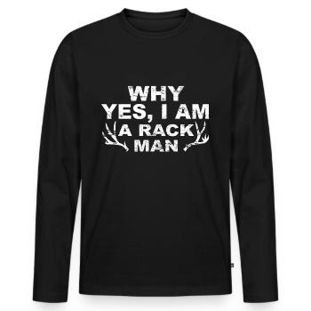 Jäger Jagt.Hirsch Geschenkidee - Männer Premium Bio Langarmshirt - Schwarz - Vorne - Nico (187cm)
