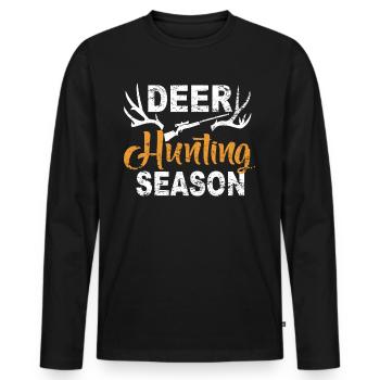 Hunter Jagt.Hirsch Idée cadeau - T-shirt manches longues Premium bio Homme - noir - Devant - Nico (187cm)