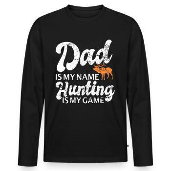 Jäger Papa Jagt.Hirsch Geschenkidee - Männer Premium Bio Langarmshirt - Schwarz - Vorne - Nico (187cm)