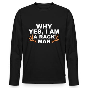 Hunter Jagt.Hirsch Idée cadeau - T-shirt manches longues Premium bio Homme - noir - Devant - Nico (187cm)