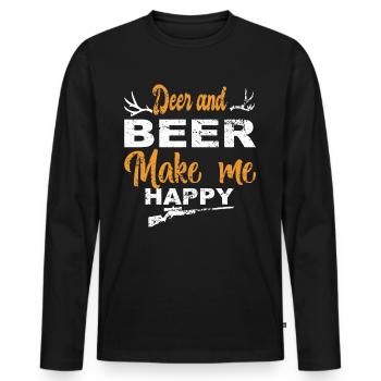 Jäger Jagt.Hirsch Geschenkidee - Männer Premium Bio Langarmshirt - Schwarz - Vorne - Nico (187cm)
