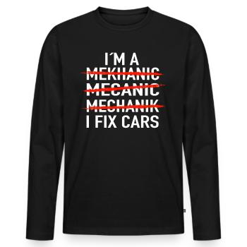 Mechanic Car Car Gift Idea - Men's Premium Organic Long Sleeve Shirt - black - Front - Nico (187cm)