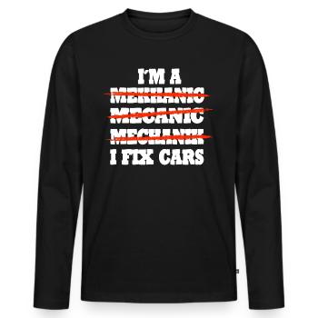 Mechaniker KFZ Auto Geschenkidee - Männer Premium Bio Langarmshirt - Schwarz - Vorne - Nico (187cm)