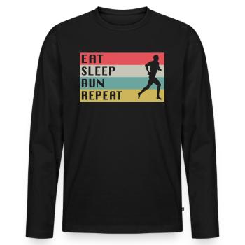 Idée cadeau de course à pied - T-shirt manches longues Premium bio Homme - noir - Devant - Nico (187cm)