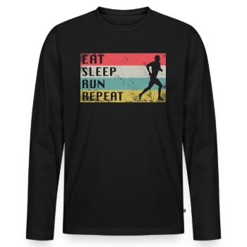 Laufen Mann running geschenkidee - Männer Premium Bio Langarmshirt - Schwarz - Vorne - Nico (187cm)