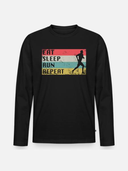 Laufen Mann running geschenkidee - Männer Premium Bio Langarmshirt - Schwarz