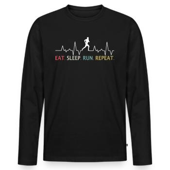 Laufen Mann running geschenkidee - Männer Premium Bio Langarmshirt - Schwarz - Vorne - Nico (187cm)