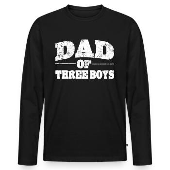 Papa Papa Père de trois garçons pour la fête des pères - T-shirt manches longues Premium bio Homme - noir - Devant - Nico (187cm)