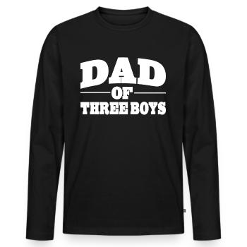 Papa papa de trois garçons pour la fête des pères - T-shirt manches longues Premium bio Homme - noir - Devant - Nico (187cm)