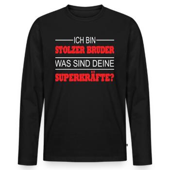Bruder Geschenkidee Geschwister - Männer Premium Bio Langarmshirt - Schwarz - Vorne - Nico (187cm)