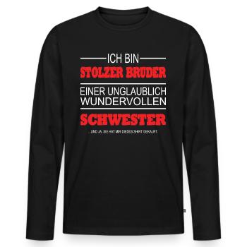 Bruder Geschenkidee Geschwister - Männer Premium Bio Langarmshirt - Schwarz - Vorne - Nico (187cm)