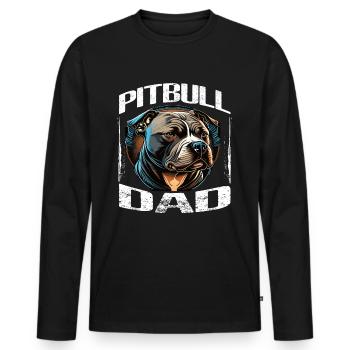 Pitbull Daddy Dad Cadeau - T-shirt manches longues Premium bio Homme - noir - Devant - Nico (187cm)