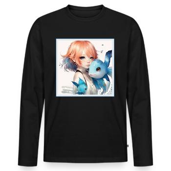 Anime Girl Japanese Aesthetic Anime Gift - Men's Premium Organic Long Sleeve Shirt - black - Front - Nico (187cm)