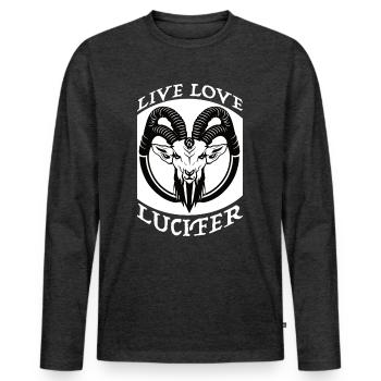Occult Demon Lucifer goat gift idea - Men's Premium Organic Long Sleeve Shirt - heather anthracite - Front - Nico (187cm)
