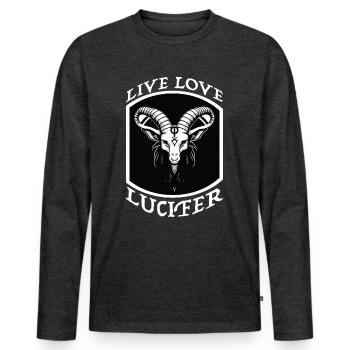 Occult Demon Lucifer goat gift idea - Men's Premium Organic Long Sleeve Shirt - heather anthracite - Front - Nico (187cm)