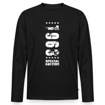 Geburtstag Geschenkidee 1963 - Männer Premium Bio Langarmshirt - Schwarz - Vorne - Nico (187cm)