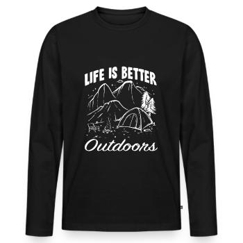 Camping campfire saying - Men's Premium Organic Long Sleeve Shirt - black - Front - Nico (187cm)