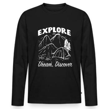 Camping campfire saying - Men's Premium Organic Long Sleeve Shirt - black - Front - Nico (187cm)