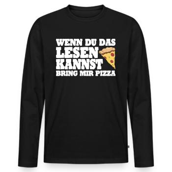 Pizza Lustig Spruch Geschenkidee - Männer Premium Bio Langarmshirt - Schwarz - Vorne - Nico (187cm)
