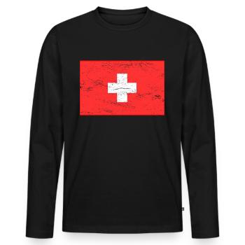 Schweiz T-shirt Geschenkidee - Männer Premium Bio Langarmshirt - Schwarz - Vorne - Nico (187cm)
