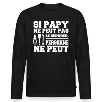 Opa - wenn Opa es nicht reparieren kann - Männer Premium Bio Langarmshirt - Schwarz - Vorne - Nico (187cm)