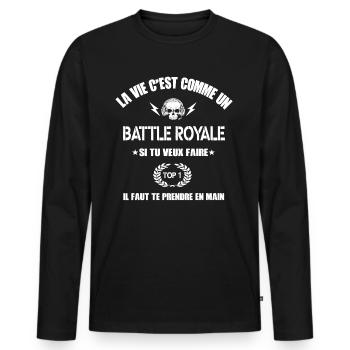 la vie c'est comme un battle royale,geek,gamer - T-shirt manches longues Premium bio Homme - noir - Devant - Nico (187cm)