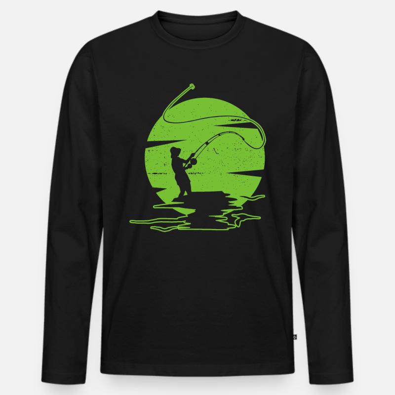 Fliegenfischen - Männer Premium Bio Langarmshirt - Schwarz