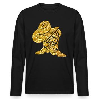 Country CowBoy - T-shirt manches longues Premium bio Homme - noir - Devant - Nico (187cm)