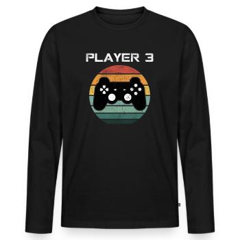 Player 3 Gamer Videospielkonsole Videospiel NERD - Männer Premium Bio Langarmshirt - Schwarz - Vorne - Nico (187cm)