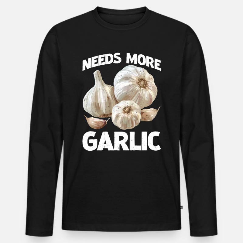 Needs More Garlic 2 - Männer Premium Bio Langarmshirt - Schwarz