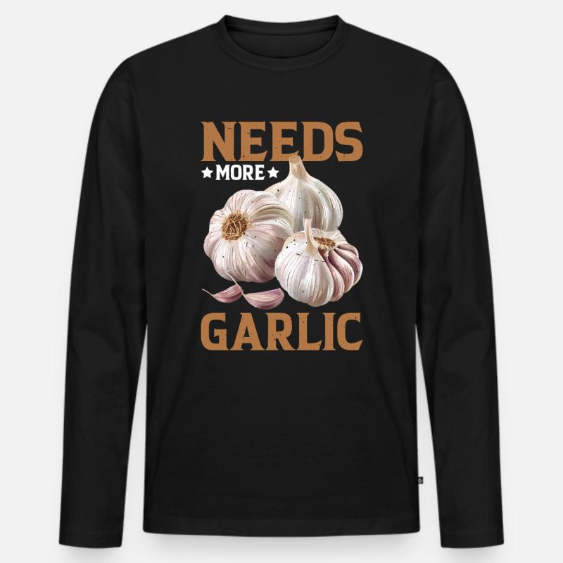 Needs More Garlic - Männer Premium Bio Langarmshirt - Schwarz