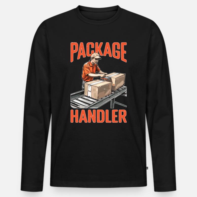 Package Handler 5 - Männer Premium Bio Langarmshirt - Schwarz